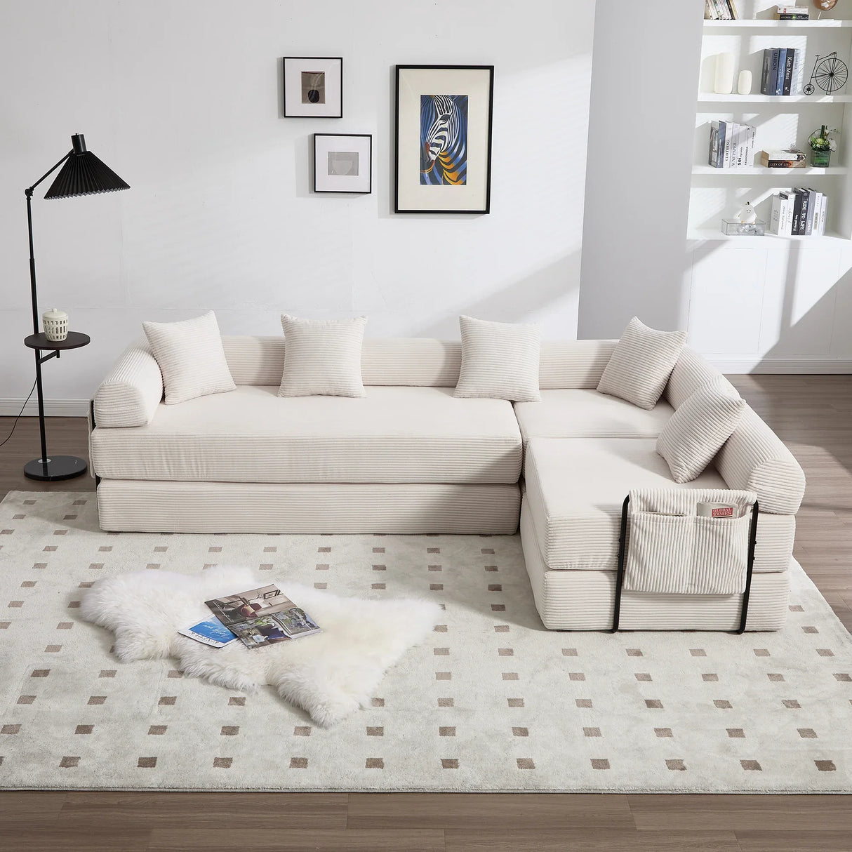 Convertible Corduroy Folding Memory Foam Sofa Bed - Omega Lifestyles