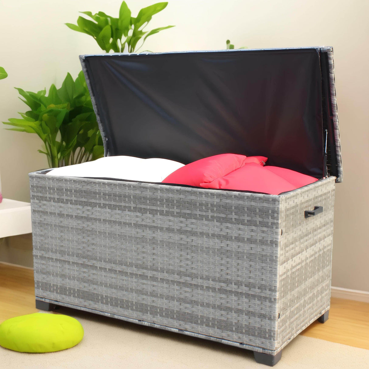 Large Grey Wicker Outdoor Patio Furniture Storage Box