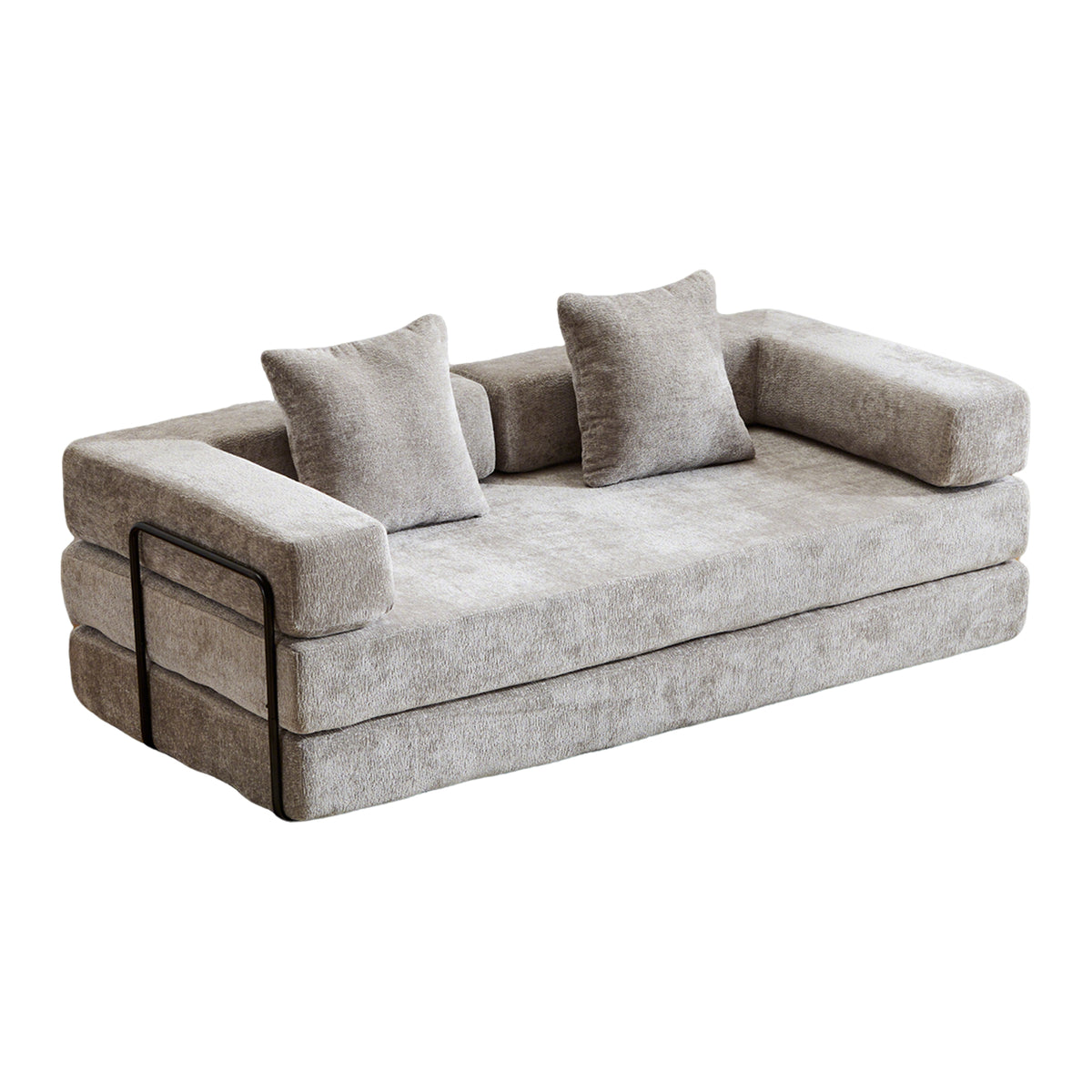Convertible Chenille Fabric Memory Foam Floor Couch Bed