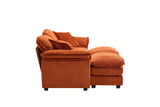 Corduroy 2-Seat Sofa With Pillows And Ottomans - Omega Lifestyles