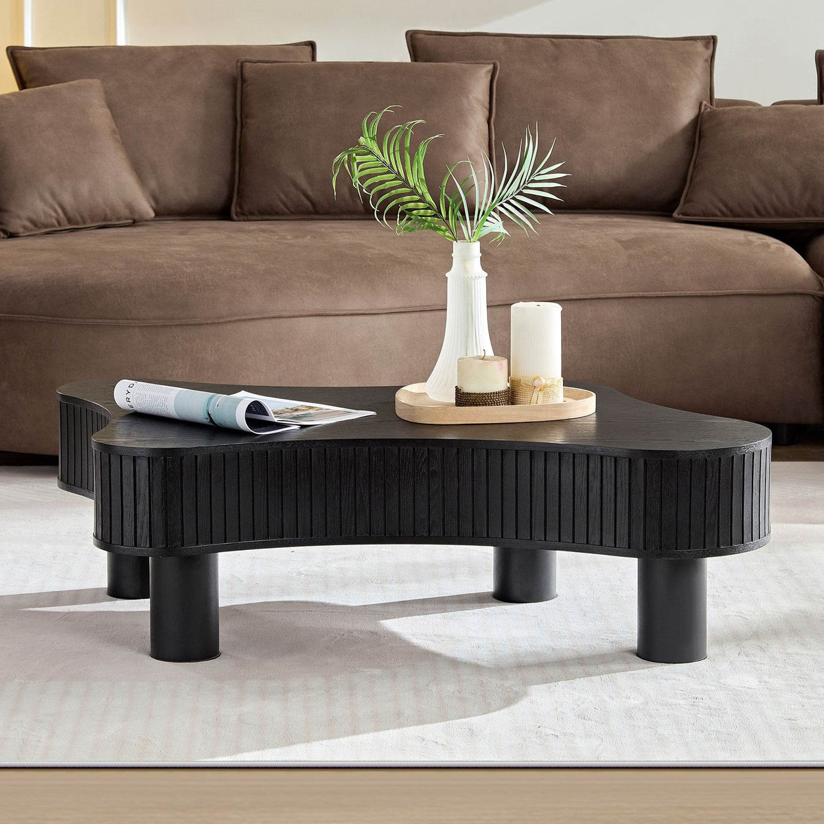 Modern Irregular Shaped Solid Wood Coffee Table - Sleep Galleria