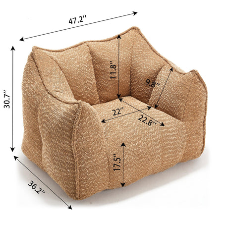 Chenille Bean Bag Chair Soft Foam Living Room Seating - Omega Lifestyles