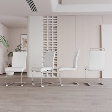 Modern Cream MDF Dining Table And PU Armless Chair Set - Omega Lifestyles