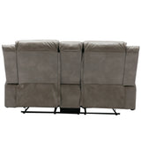 Grey Leather Gel Manual Recliner Chair With LED Lights - Omega Lifestyles