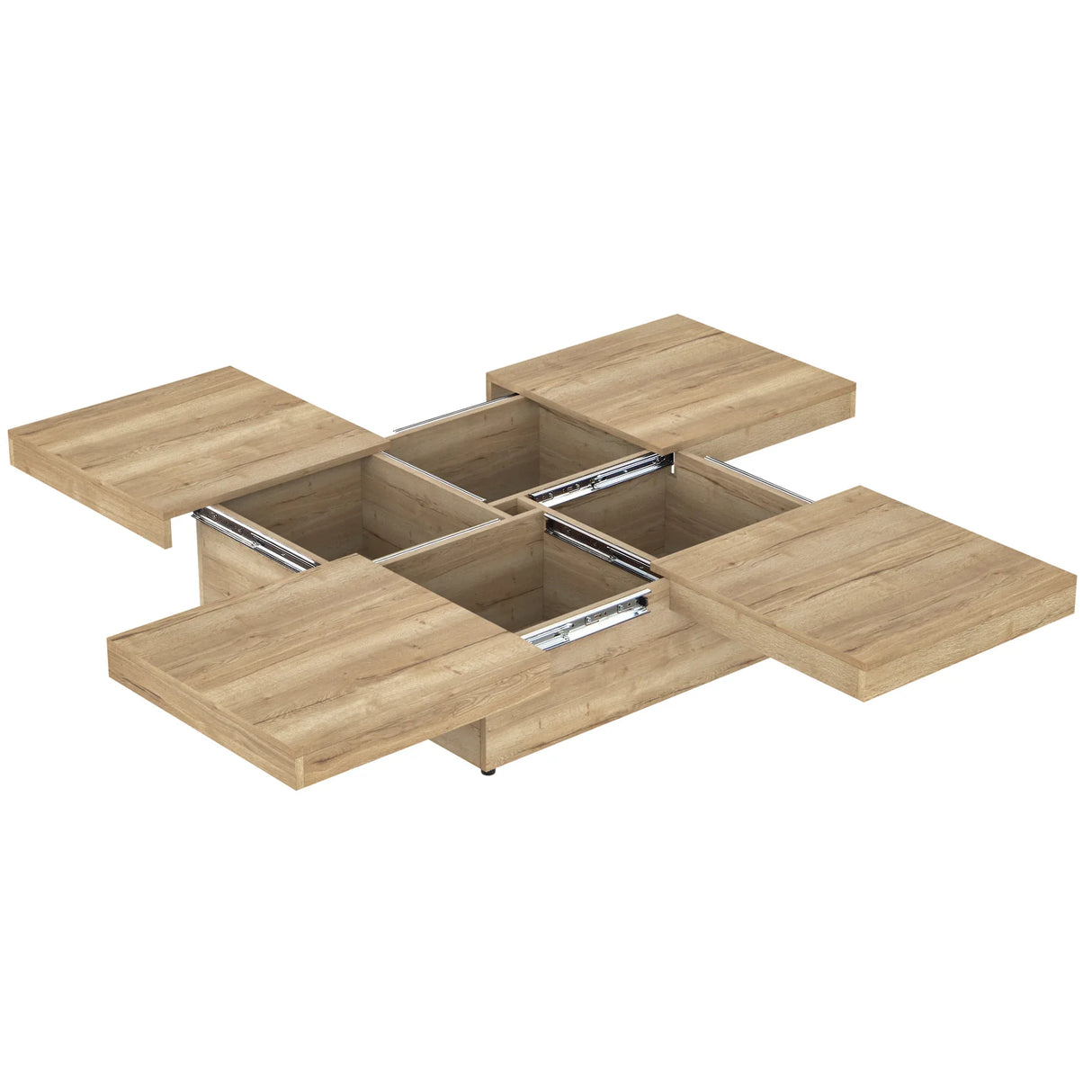 Square Storage Coffee Table Sliding Top Natural Veneer - Omega Lifestyles