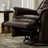 Swivel Glider Recliner With Manual Footrest And Leather - Omega Lifestyles