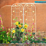 Pair Of Rustproof Cream White Metal Garden Trellises