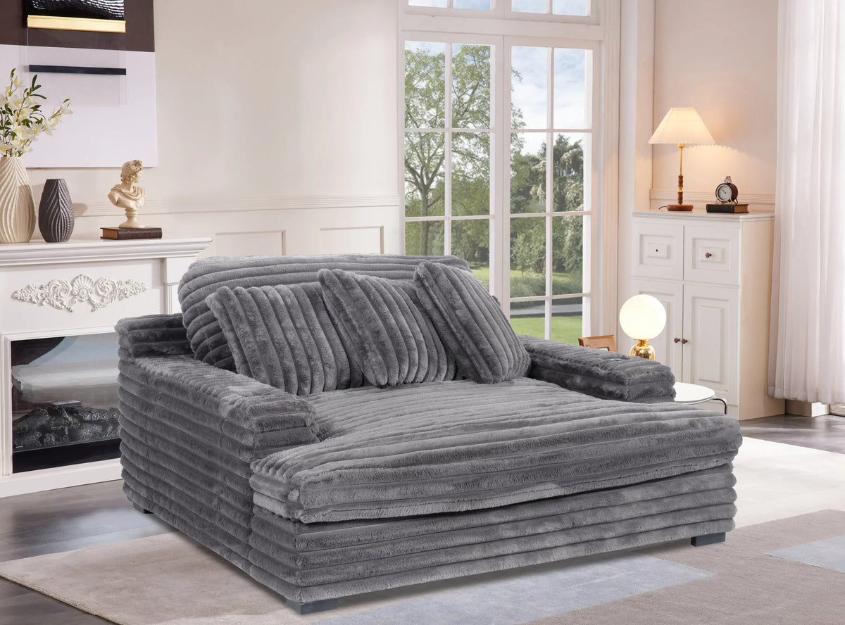 Corduroy Jumbo Chaise Armchair With Dual Cup Holders - Omega Lifestyles