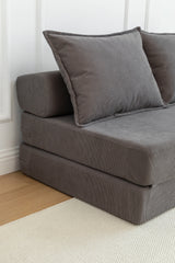 Foldable Corduroy 2-Seat Sofa Bed With Lumbar Pillow - Omega Lifestyles