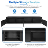 Modern Black Particle Board TV Stand With LED Lighting - Sleep Galleria
