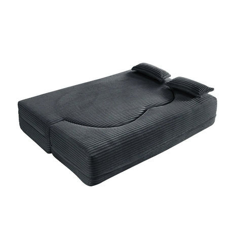 Full Size Plush Corduroy Folding Foam Sleeper Sofa Bed With Pillows - Omega Lifestyles