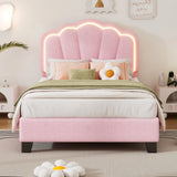 Twin Upholstered Flower-Shape Bed With LED Lighting - Omega Lifestyles