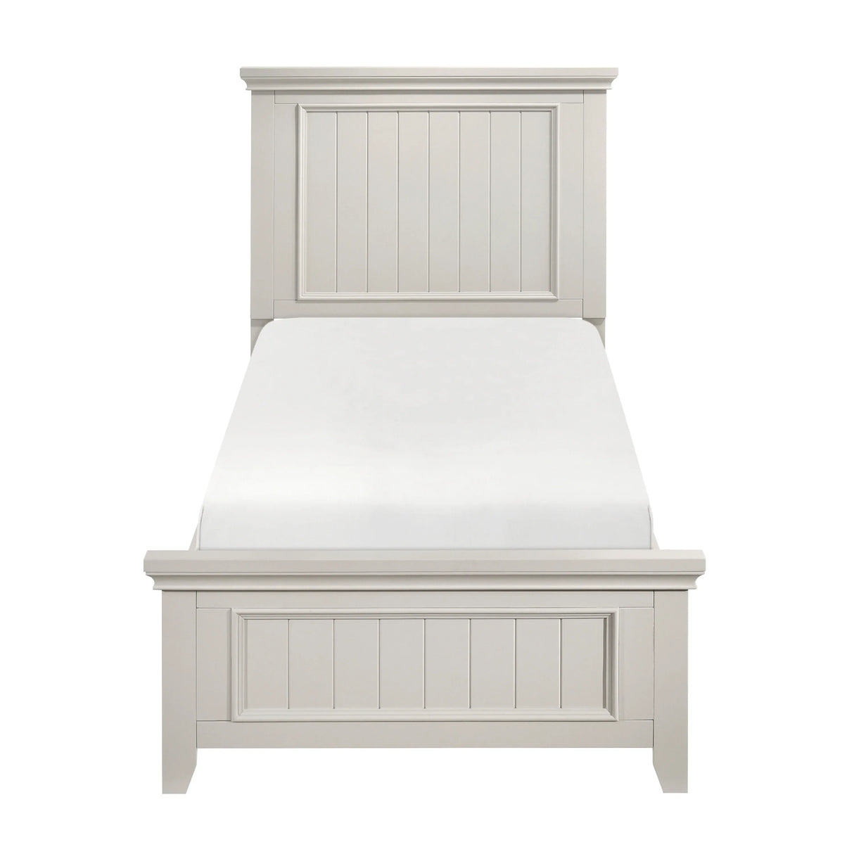 Twin Farmhouse White Wood Panel Bed Frame - Omega Lifestyles