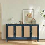 Rattan Wooden Storage Sideboard Cabinet with Shelves - Omega Lifestyles