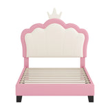 Twin PU Upholstered Princess Platform Bed With Crown Headboard - Omega Lifestyles