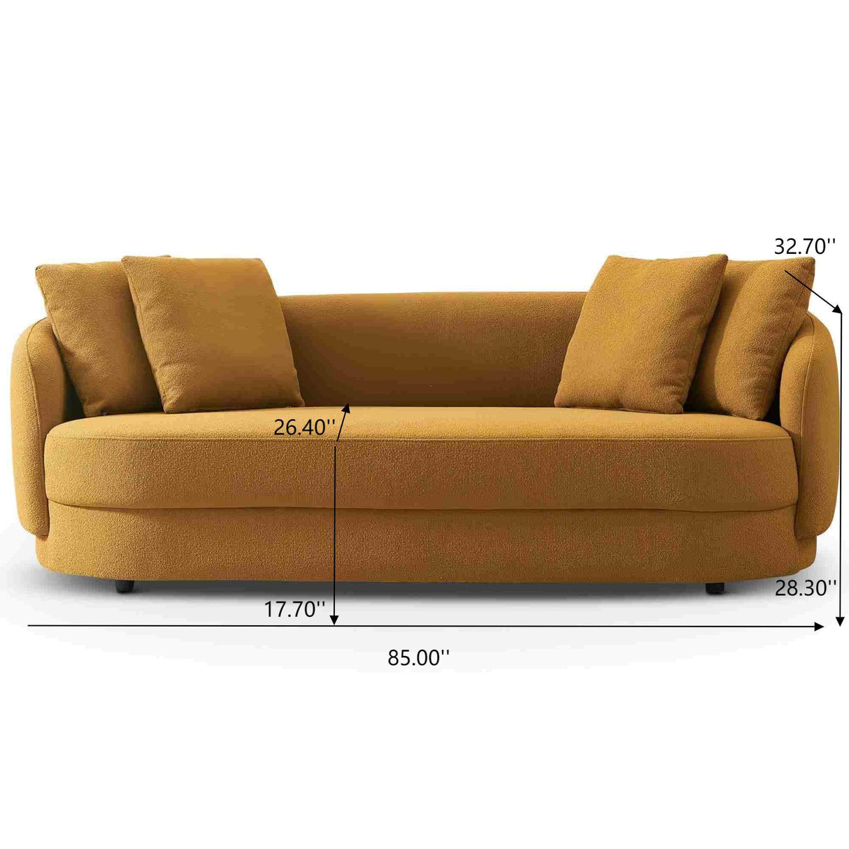 Mid-Century Modern Dark Yellow Boucle Sofa - Omega Lifestyles