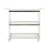 Acrylic Rattan Metal Frame Bar Cart With Tempered Glass Shelves - Omega Lifestyles