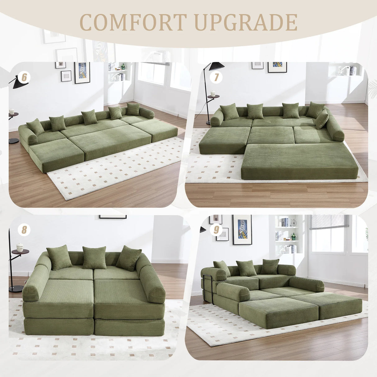 Convertible Folding Corduroy Memory Foam Sofa Bed - Omega Lifestyles