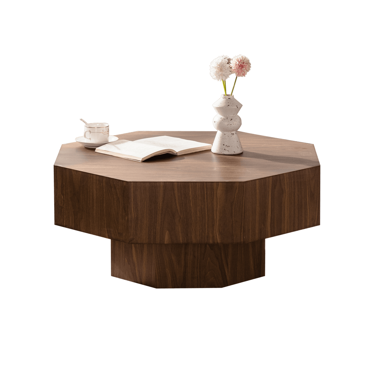 Modern Walnut Round Coffee Table 31-Inch Diameter - Sleep Galleria