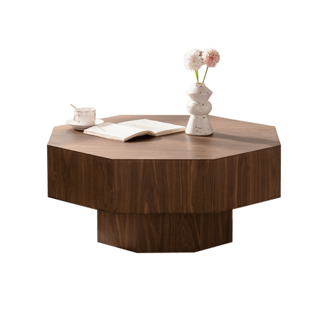Modern Walnut Round Coffee Table 31-Inch Diameter - Sleep Galleria