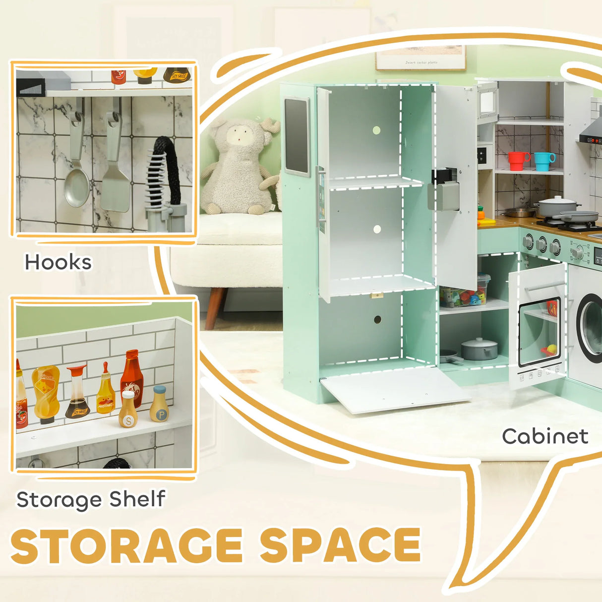 Interactive Corner Kids Play Kitchen With Lights And Sounds - Omega Lifestyles