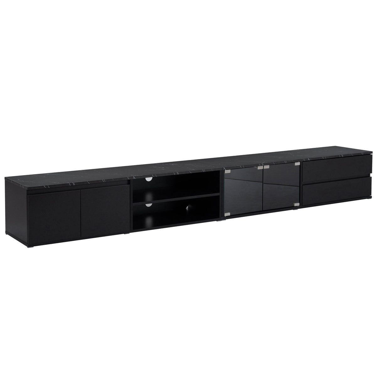Modern APP Controlled LED Black Marble TV Stand - Sleep Galleria
