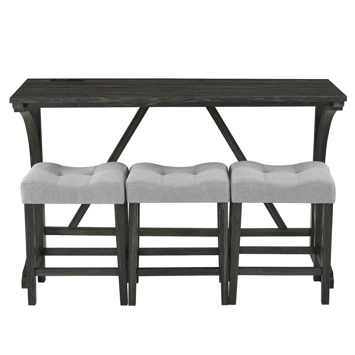 Industrial Bar Table And Chairs Set With Power Outlet - Omega Lifestyles