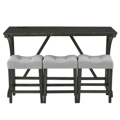 Industrial Bar Table And Chairs Set With Power Outlet - Omega Lifestyles