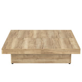 Square Storage Coffee Table Sliding Top Natural Veneer - Omega Lifestyles