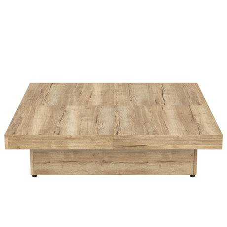 Square Storage Coffee Table Sliding Top Natural Veneer - Omega Lifestyles