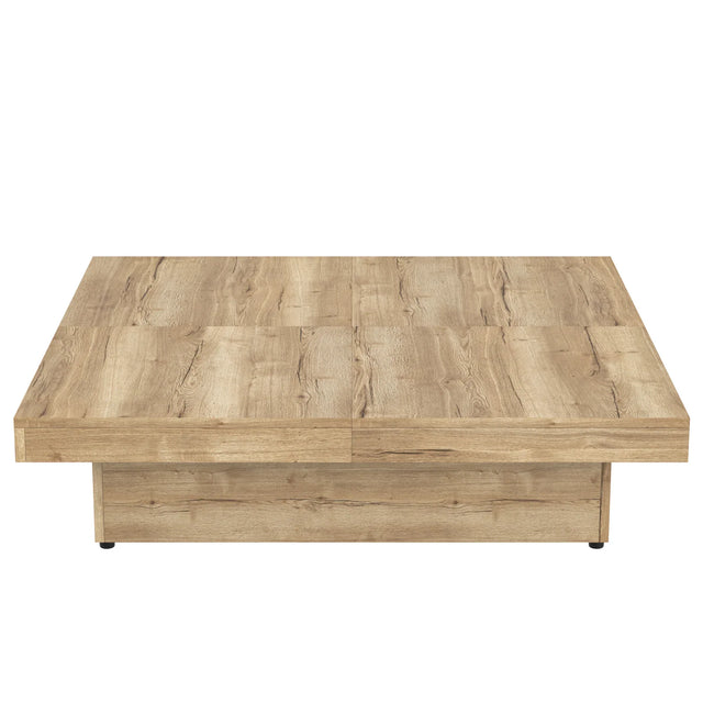 Square Storage Coffee Table Sliding Top Natural Veneer - Omega Lifestyles