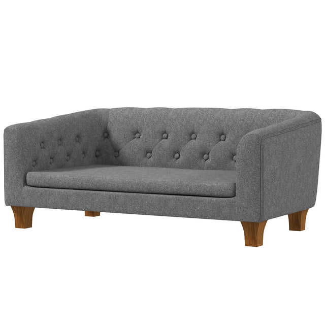 Elevated Gray Pine Wood Pet Sofa Bed - Omega Lifestyles