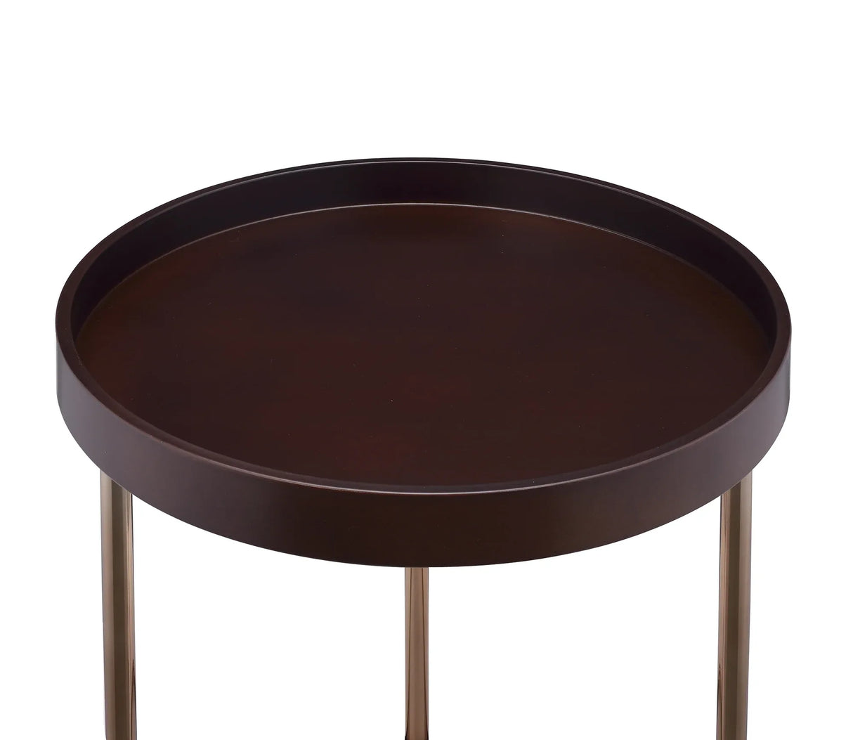 Round Tray Table Espresso MDF Metal Frame 18-Inch - Omega Lifestyles