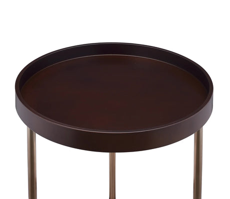 Round Tray Table Espresso MDF Metal Frame 18-Inch - Omega Lifestyles