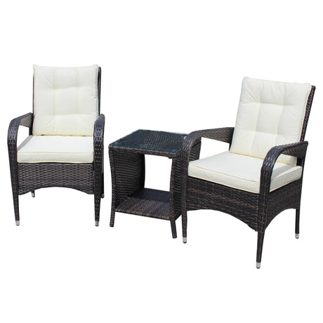 3-Piece Brown Rattan Outdoor Patio Furniture Set - Omega Lifestyles