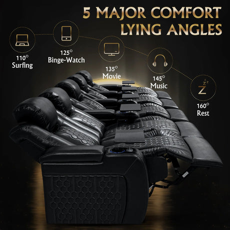 Top-Grain Nappa Genuine Leather Power Recliner With LED Lighting - Omega Lifestyles