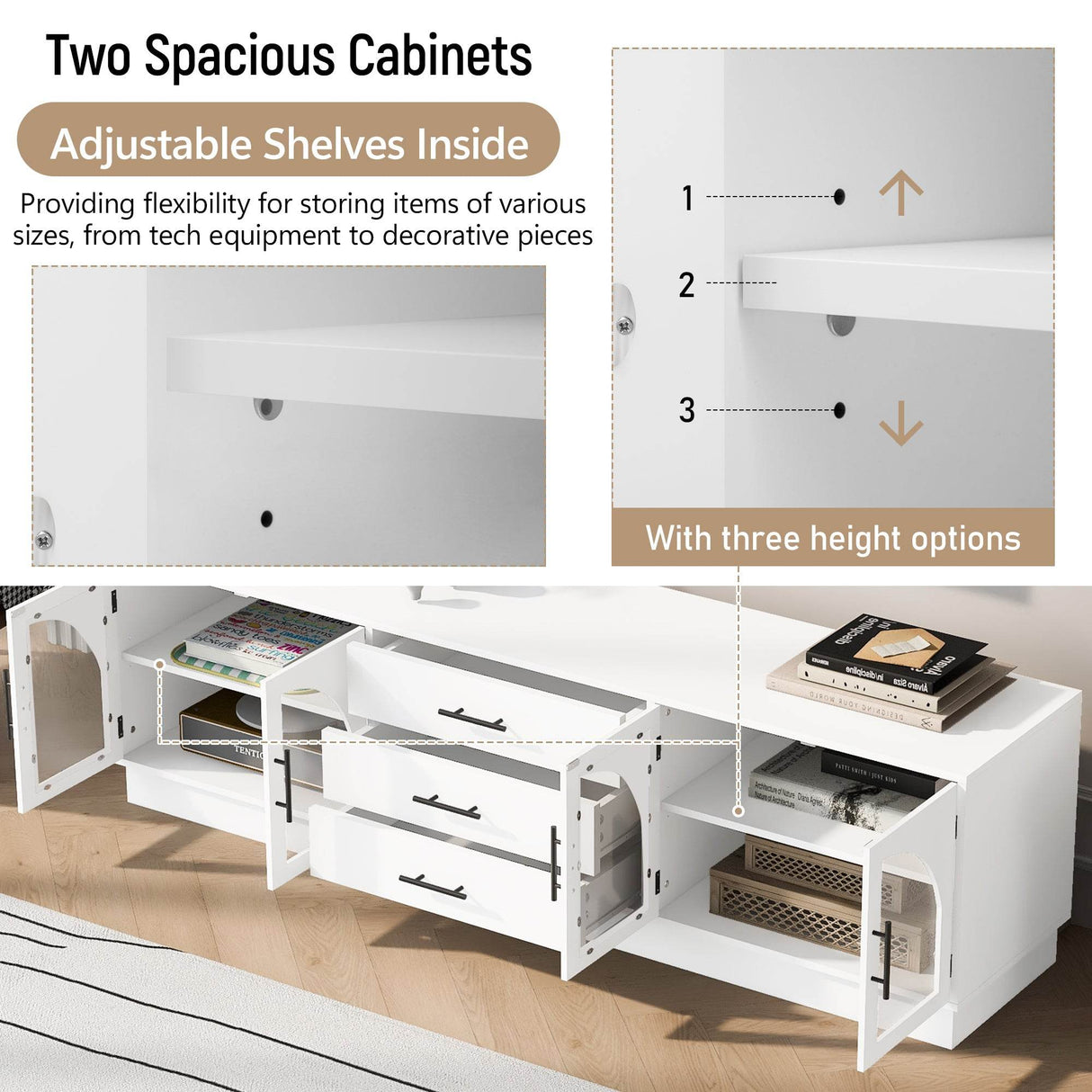 Modern Minimalist White MDF TV Stand With Storage - Sleep Galleria