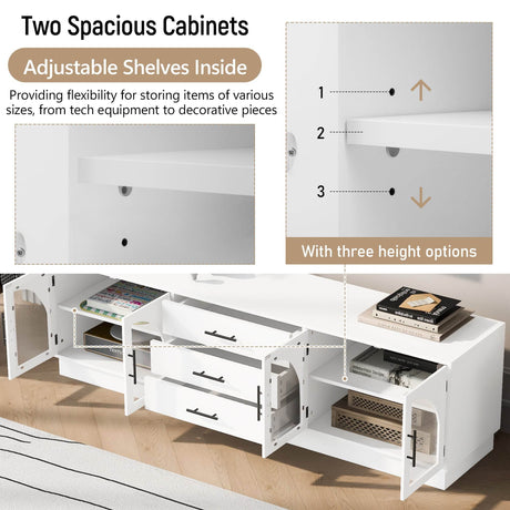 Modern Minimalist White MDF TV Stand With Storage - Sleep Galleria