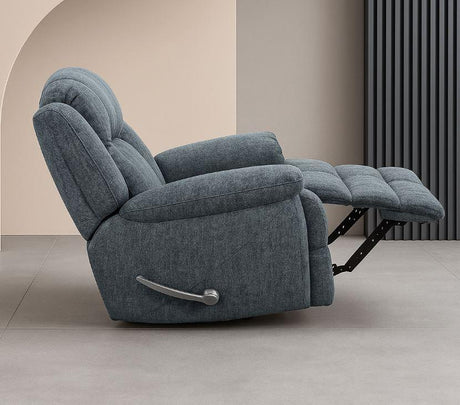 Manual Upholstered Slate Chenille Swivel Recliner - Omega Lifestyles