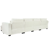 U-Shaped Modular 6-Seat Linen Blend Sofa With Ottomans - Omega Lifestyles