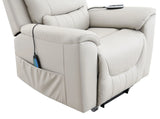 Light Gray Faux Leather Power Lift Heating Massage Chair - Omega Lifestyles