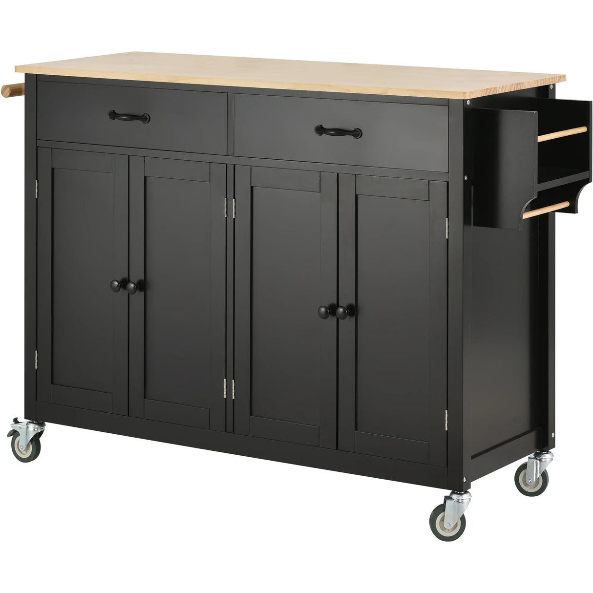 Kitchen Island Cart With Solid Wood Top And Storage - Omega Lifestyles
