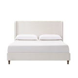 King Contemporary Cream Chenille Upholstered Bed Frame - Omega Lifestyles