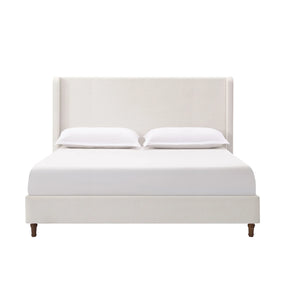King Contemporary Cream Chenille Upholstered Bed Frame - Omega Lifestyles