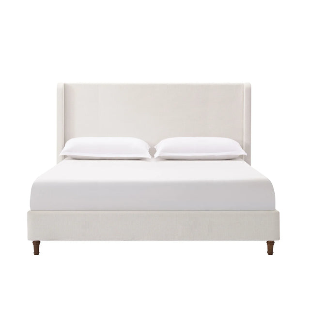 King Contemporary Cream Chenille Upholstered Bed Frame - Omega Lifestyles