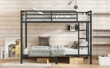 Metal Twin XL Over Twin XL Space-Saving Bunk Bed - Omega Lifestyles