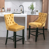 Set of 2 Velvet Upholstered Mid-Century Modern Barstools - Omega Lifestyles