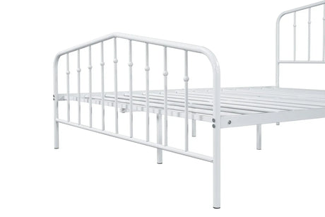 Full Size Contemporary White Metal Bed Frame Mattress Ready - Omega Lifestyles