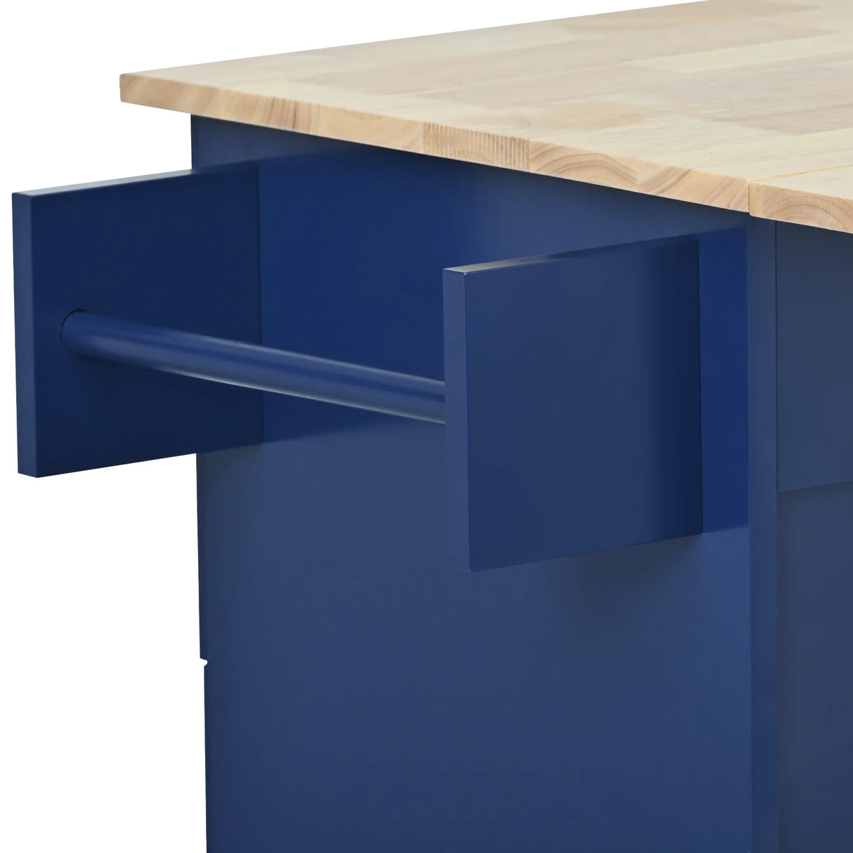 Rolling Mobile Kitchen Island With Solid Wood Top And Storage - Omega Lifestyles