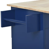 Rolling Mobile Kitchen Island With Solid Wood Top And Storage - Omega Lifestyles